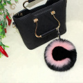 Real fox fur the letter Design pom-pom keychain